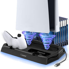 
                        
                          Load image into Gallery viewer, PS5 Stand with Cooling Fan and Dual Controller Charger Station - JOY2ESpree
                        
                      