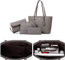 
                        
                          Load image into Gallery viewer, Women Fashion Handbags Wallet Tote Bag Shoulder Bag Top Handle Satchel Purse Set 4pcs
                        
                      