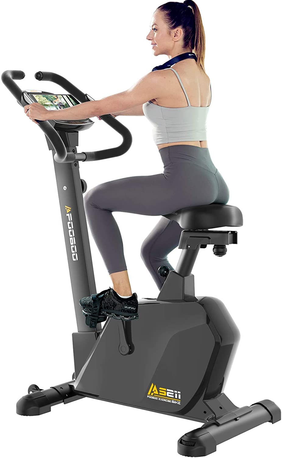 pooboo Magnetic Exercise Bike Upright Bike Stationary with Monitor & Pad holder Home Workout - JOY2ESpree