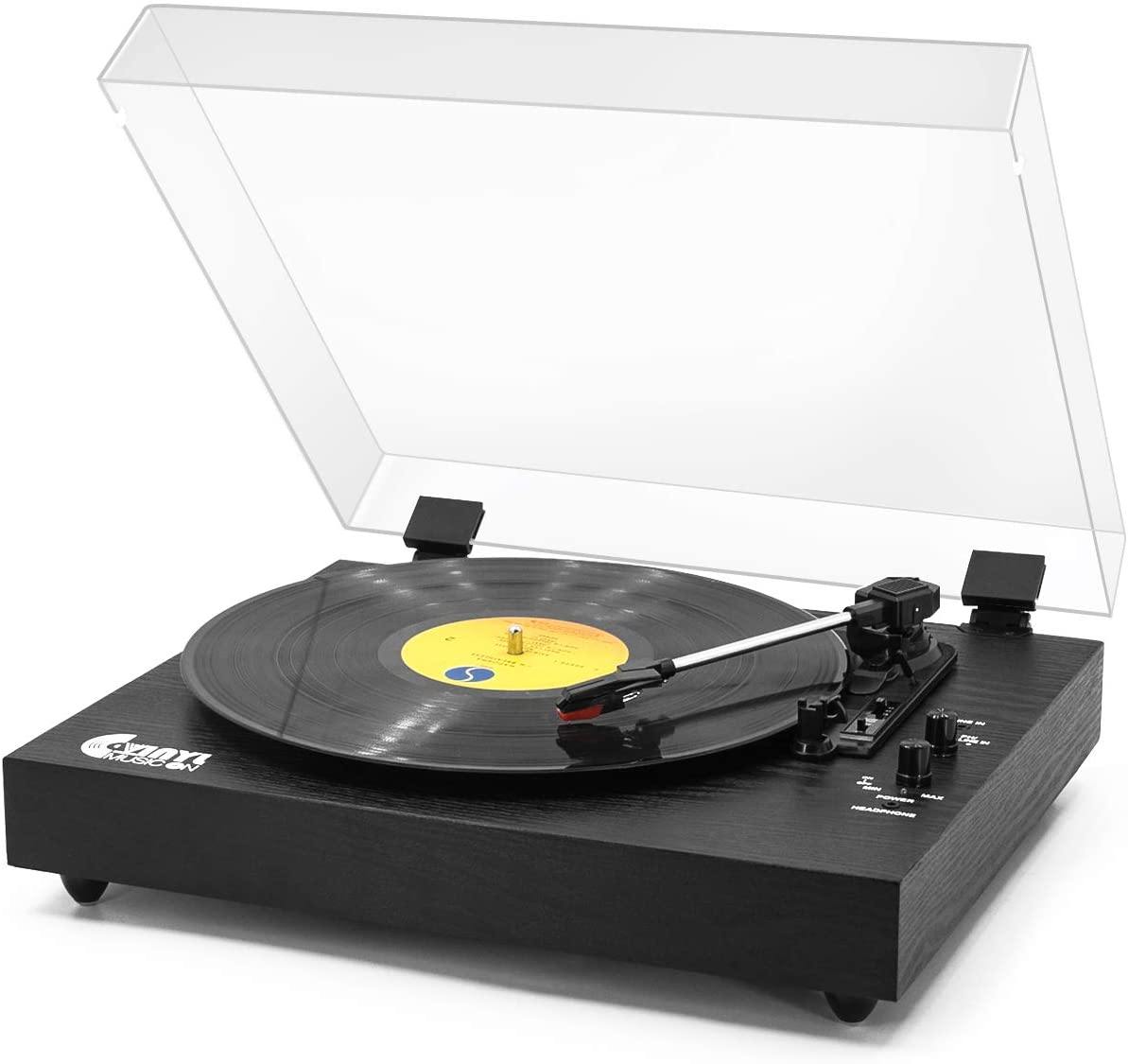 Retro Record Player for 33/45/78 RPM Vinyl Records,Bluetooth Belt-Drive Turntable - JOY2ESpree