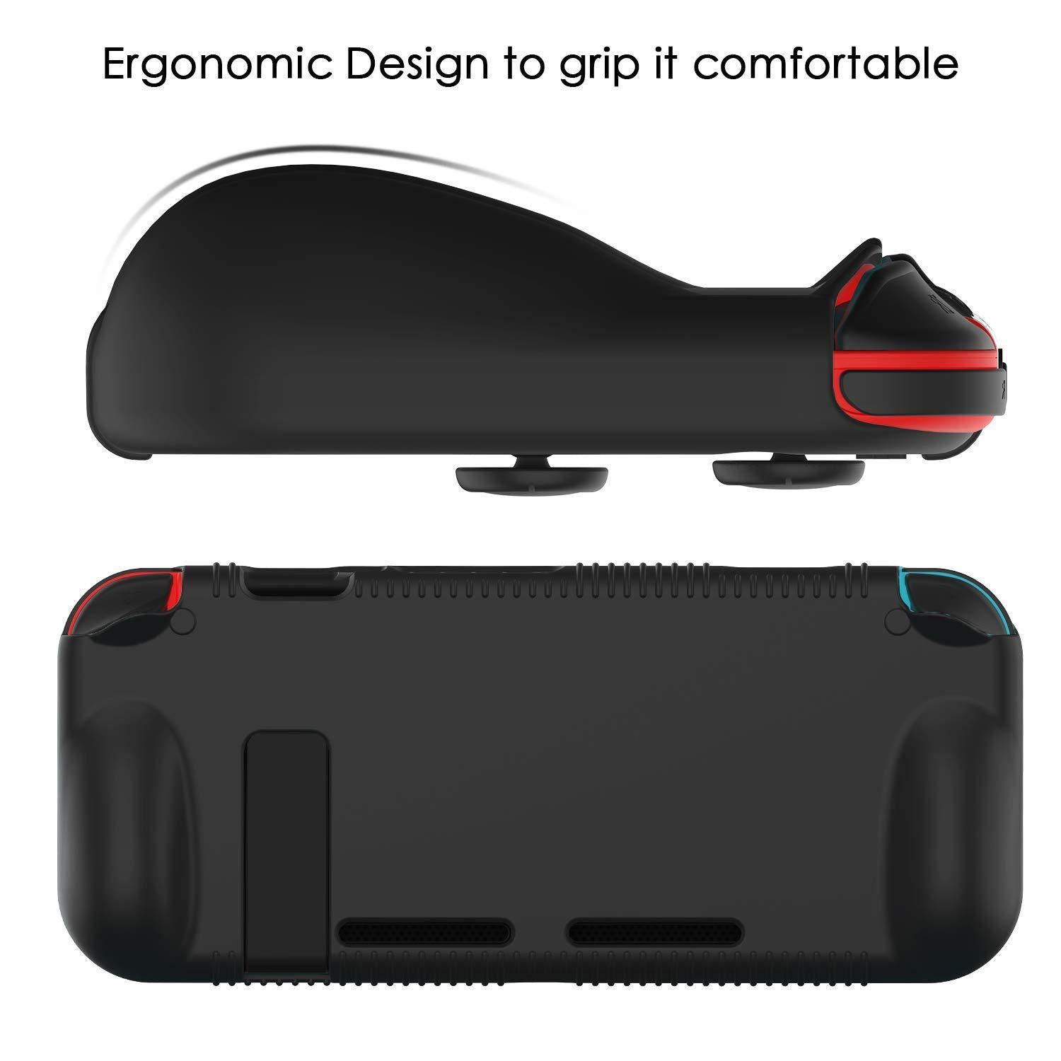 Semeving for Nintendo Switch Case with Tempered Glass Screen Protector for Boy/Girl/Men/Woman/Kids(Black with Screen Protector) … - JOY2ESpree