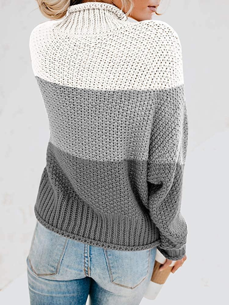 Saodimallsu Womens Turtleneck Oversized Sweaters Batwing Long Sleeve Pullover Loose Chunky Knit Jumper - JOY2ESpree