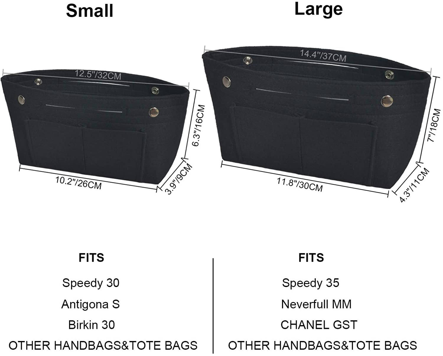 YIICOOLY Felt Tote Handbag Purse Organizer Insert Divider Shaper Bag in Bag