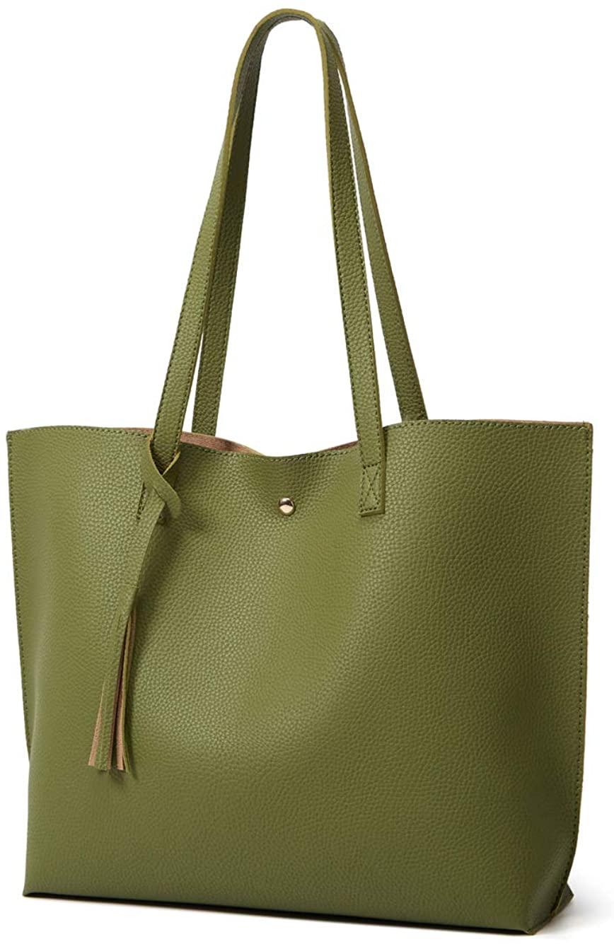 Women's Soft Faux Leather Tote Shoulder Bag from Dreubea, Big Capacity Tassel Handbag