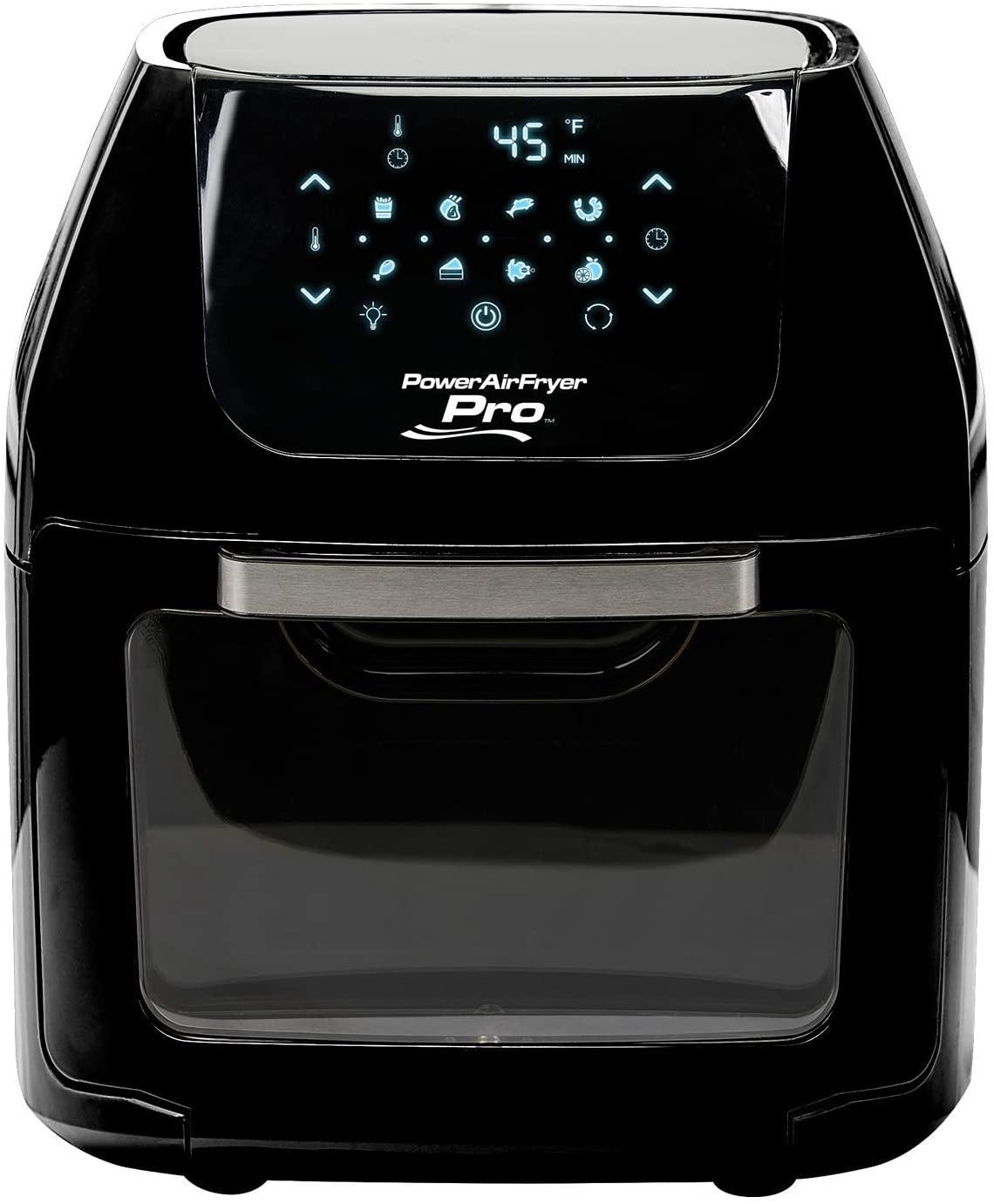 PowerXL Air Fryer Pro, Crisp, Cook, Rotisserie, Dehydrate; 7-in-1 Cooking Features; Deluxe Air Frying Accessories; 3 Recipe Books (6 Qt, Black) - JOY2ESpree