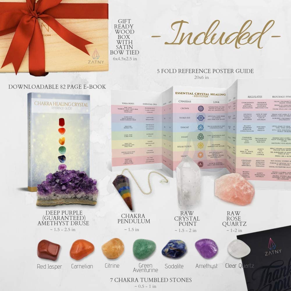 ZATNY Deluxe Healing Crystals in Wooden Box