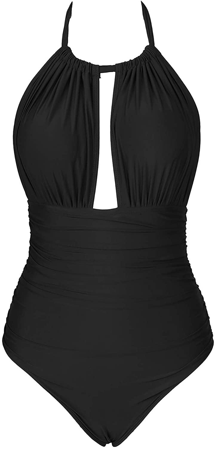 CUPSHE Women's One Piece Swimsuit Halter Tummy Control Multiway Swimwear Bathing Suits - JOY2ESpree