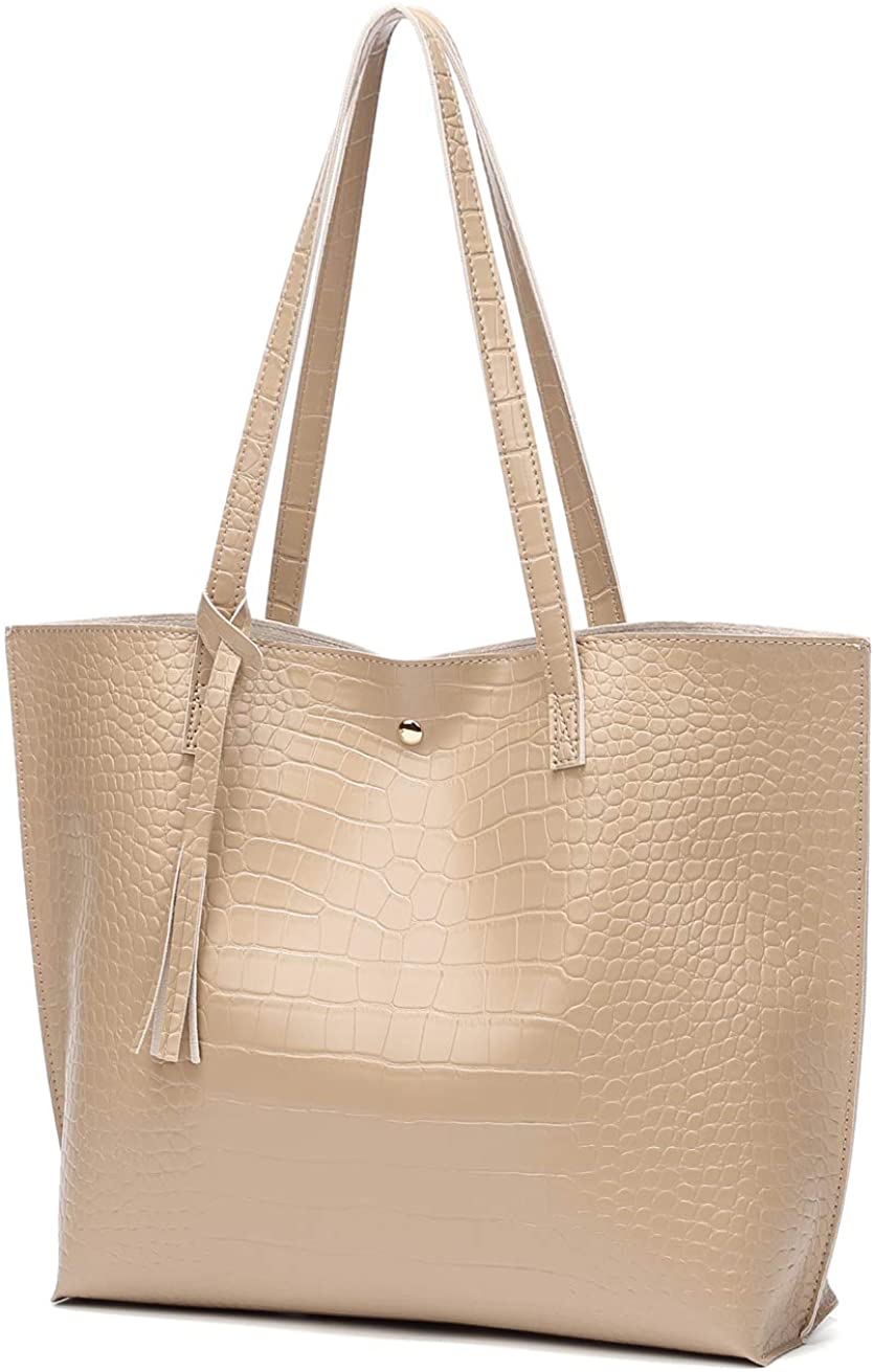 Women's Soft Faux Leather Tote Shoulder Bag from Dreubea, Big Capacity Tassel Handbag
