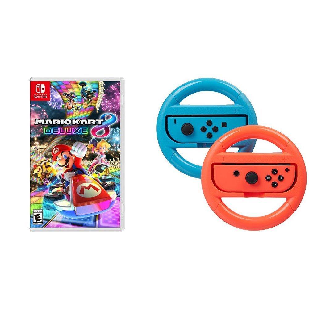 Mario Kart 8 Deluxe - Nintendo Switch and AmazonBasics Steering Wheel - JOY2ESpree