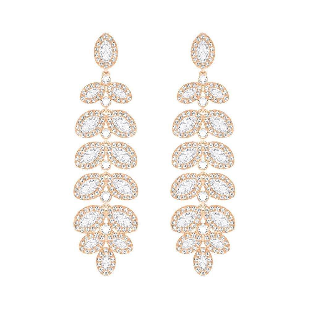Swarovski Baron Pierced Earrings Rose Gold/White One Size - JOY2ESpree