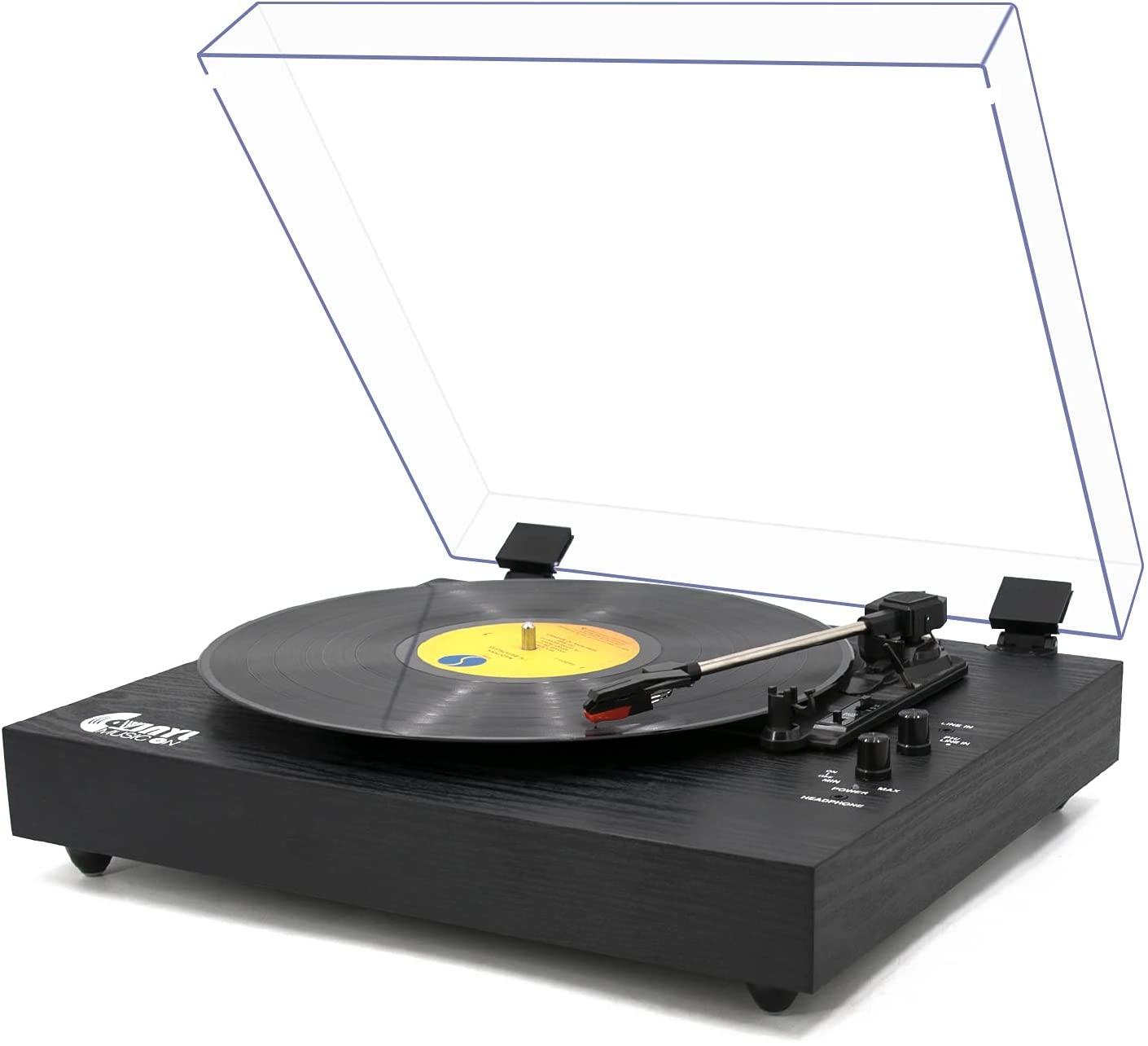 Retro Record Player for 33/45/78 RPM Vinyl Records,Bluetooth Belt-Drive Turntable - JOY2ESpree