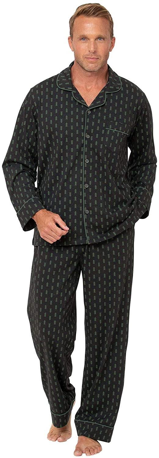PajamaGram Classic Mens Pajamas Cotton - Men Pajamas Set