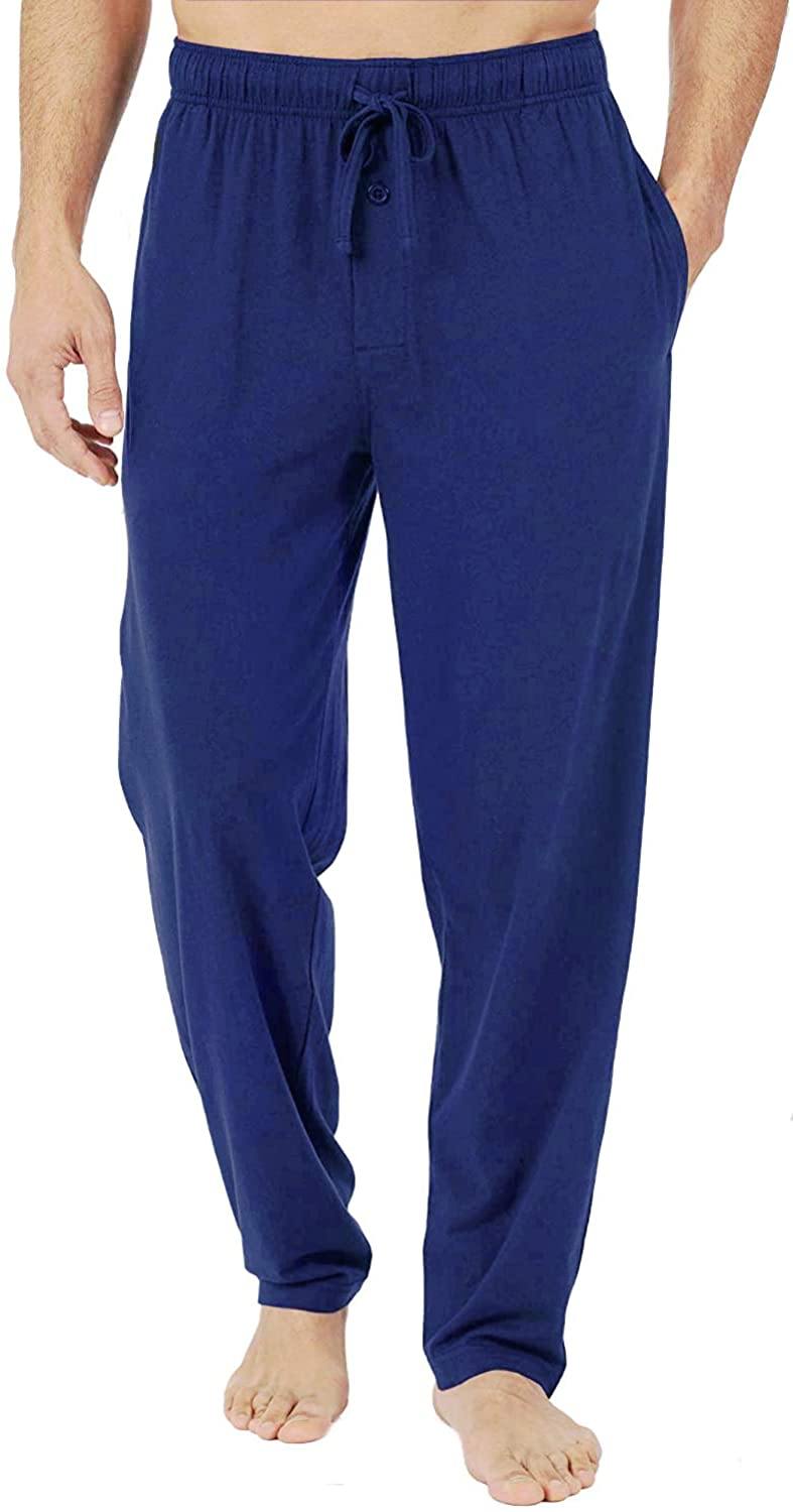 Bintangor Men's Sleep Pajama Pants 100% Cotton Knit Elastic Waistband Lounge Wear Long