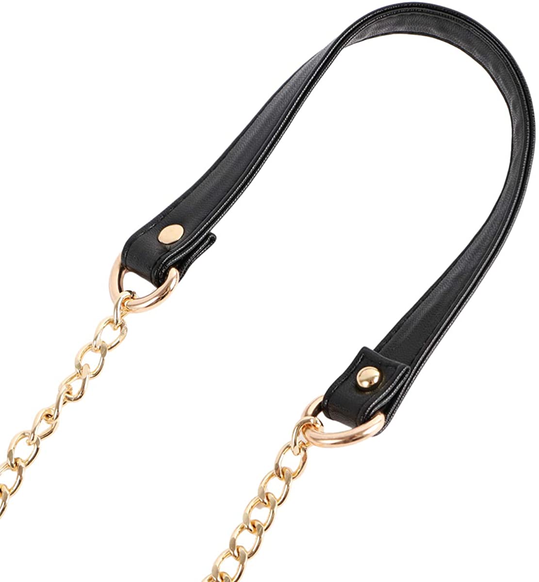 kilofly 2pc Gold Plated Faux Leather Removable Clutch Chain Shoulder Straps Set