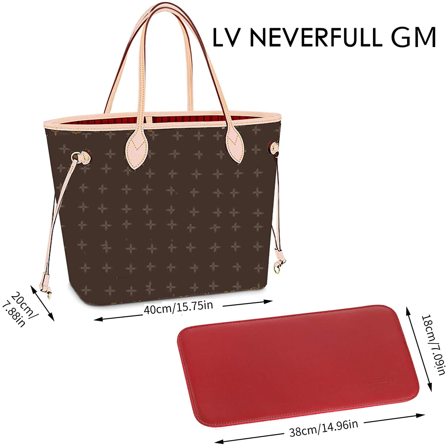 CHICECO Handbag Base Shaper for LV Neverfull MM Speedy 30, Vegan Leather and Felt