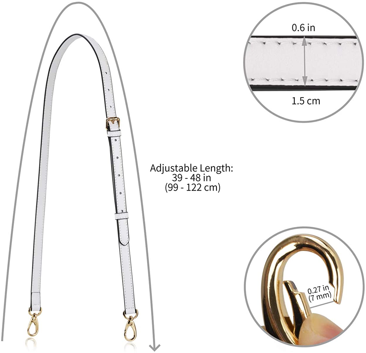 Allzedream Genuine Leather Purse Strap Replacement Crossbody Handbag Long Adjustable