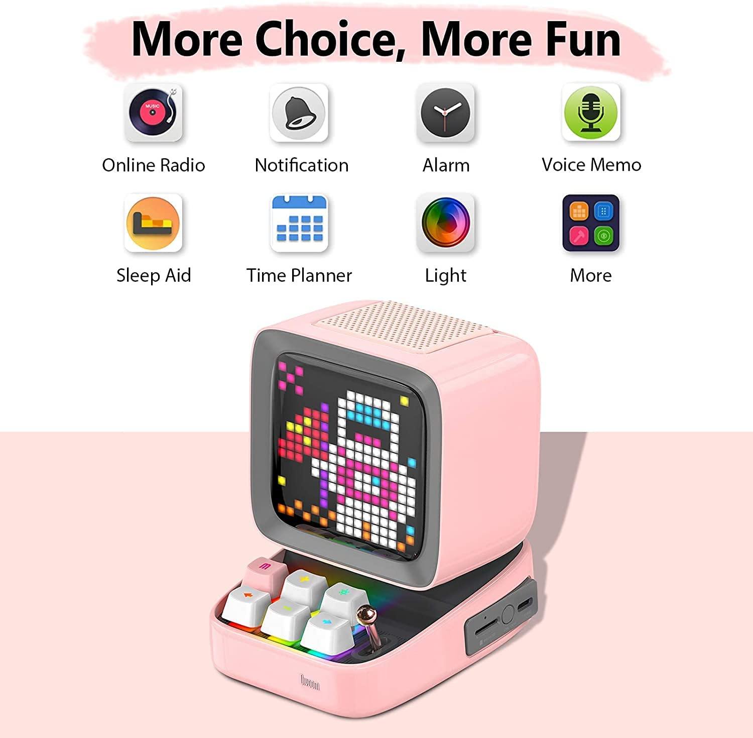 Divoom Ditoo Retro Pixel Art Game Bluetooth Speaker with 16X16 LED App Controlled Front Screen (Black) - JOY2ESpree