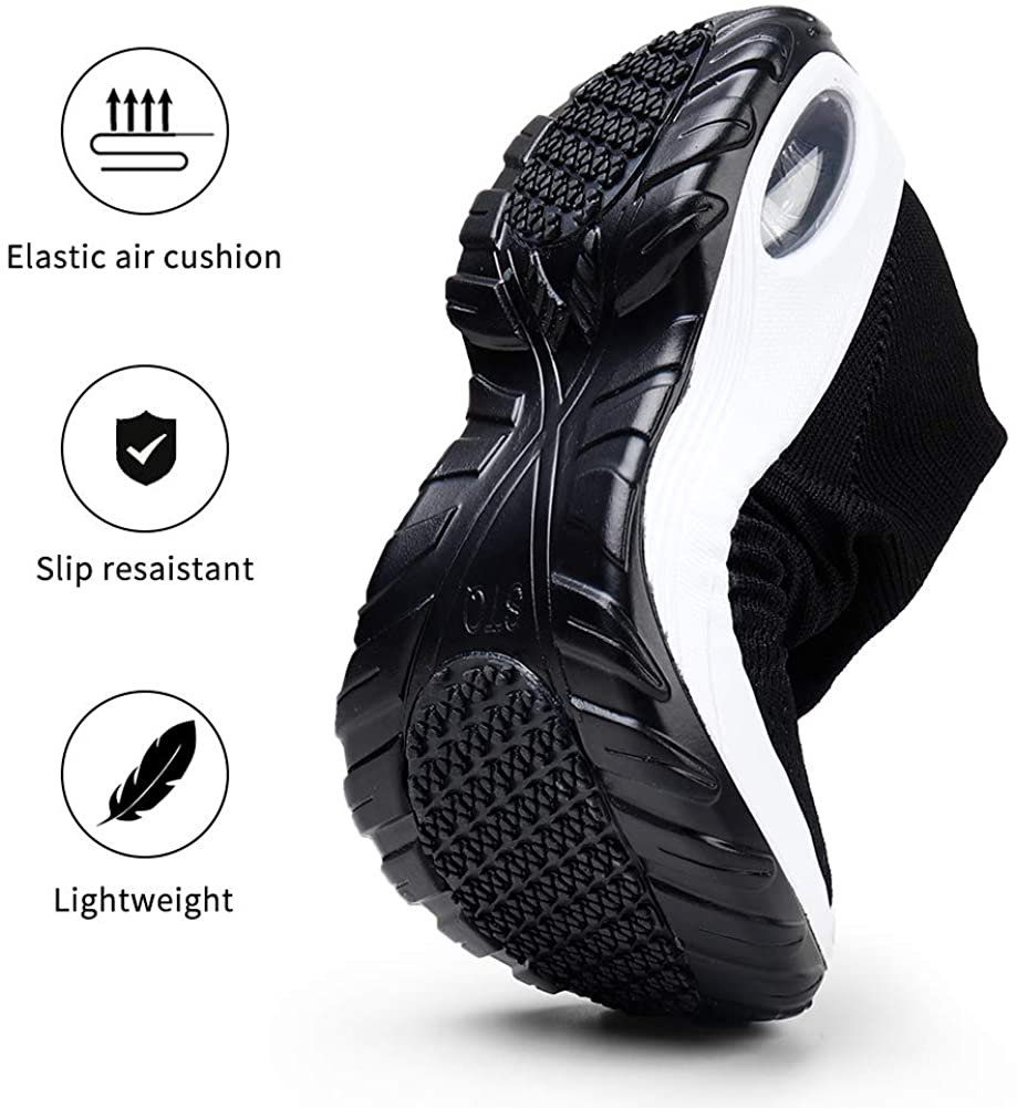 STQ Slip On Breathe Mesh Walking Shoes Women Fashion Sneakers Comfort Wedge Platform Loafers