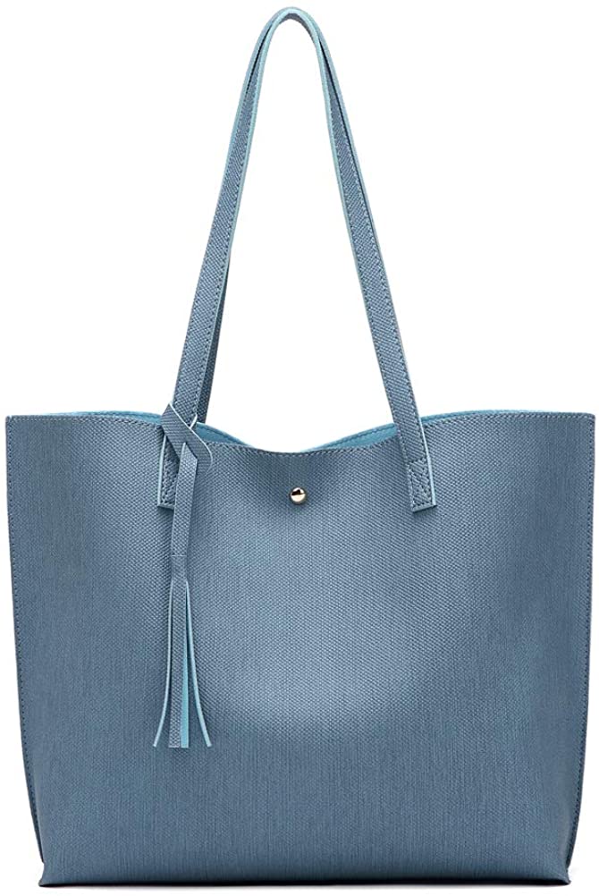 Women's Soft Faux Leather Tote Shoulder Bag from Dreubea, Big Capacity Tassel Handbag