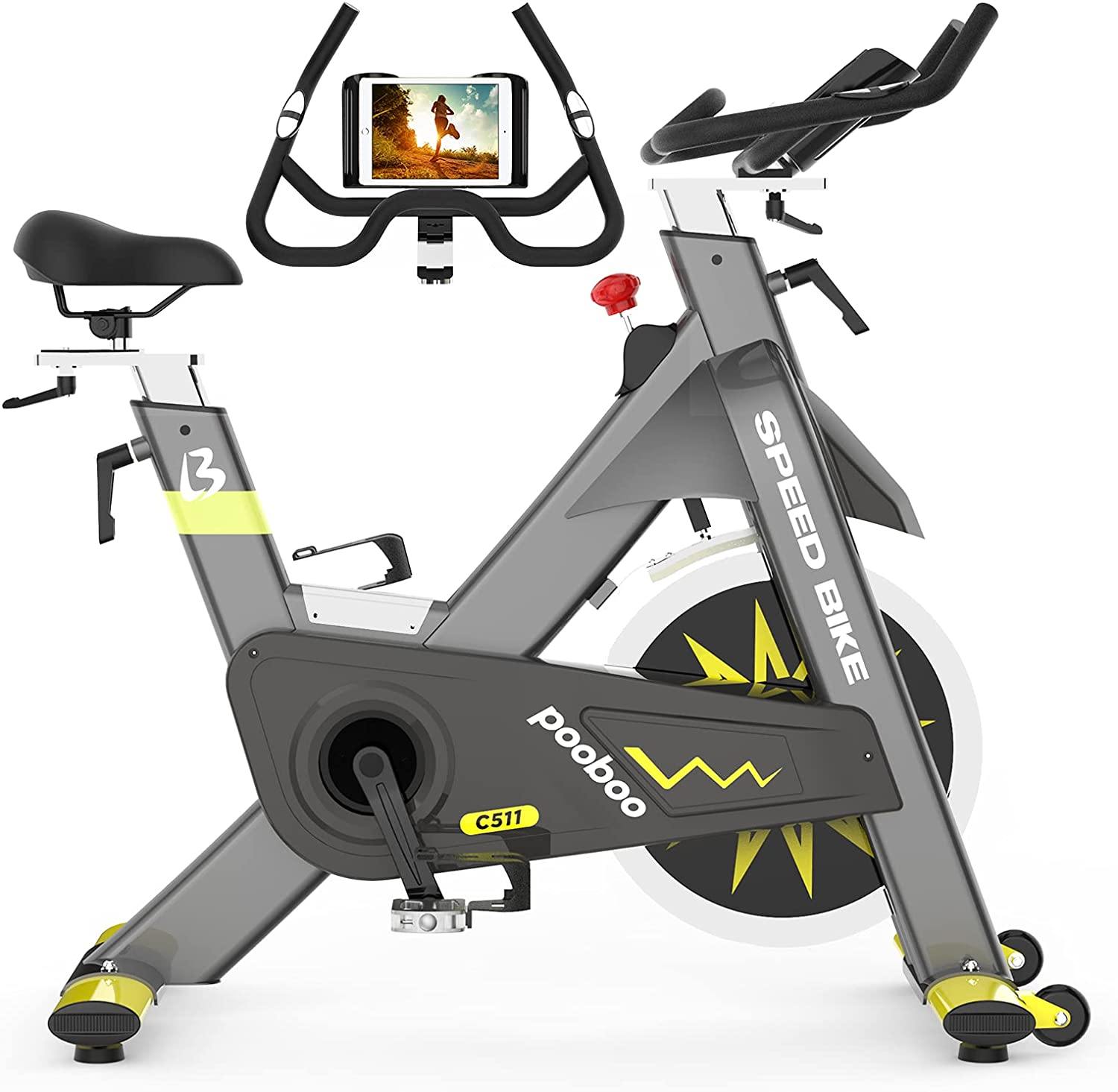 pooboo Exercise Bike Belt Driven Indoor Cycling Bike Commercial Standard Stationary Bike with 44lbs Flywheel for Professional Cardio Workout - JOY2ESpree