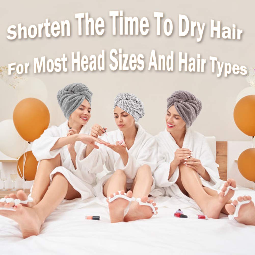 Vinker 3 Pack Hair Towel Wrap, Microfiber Quick Drying Hair Towels, Bath Dryer Caps, Bath Hair Drying Towel, Quick Dryer Hat for Women Girls