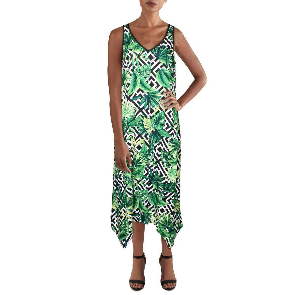 Tommy Bahama Womens Printed Asymmeric Midi Dress Green XS - JOY2ESpree