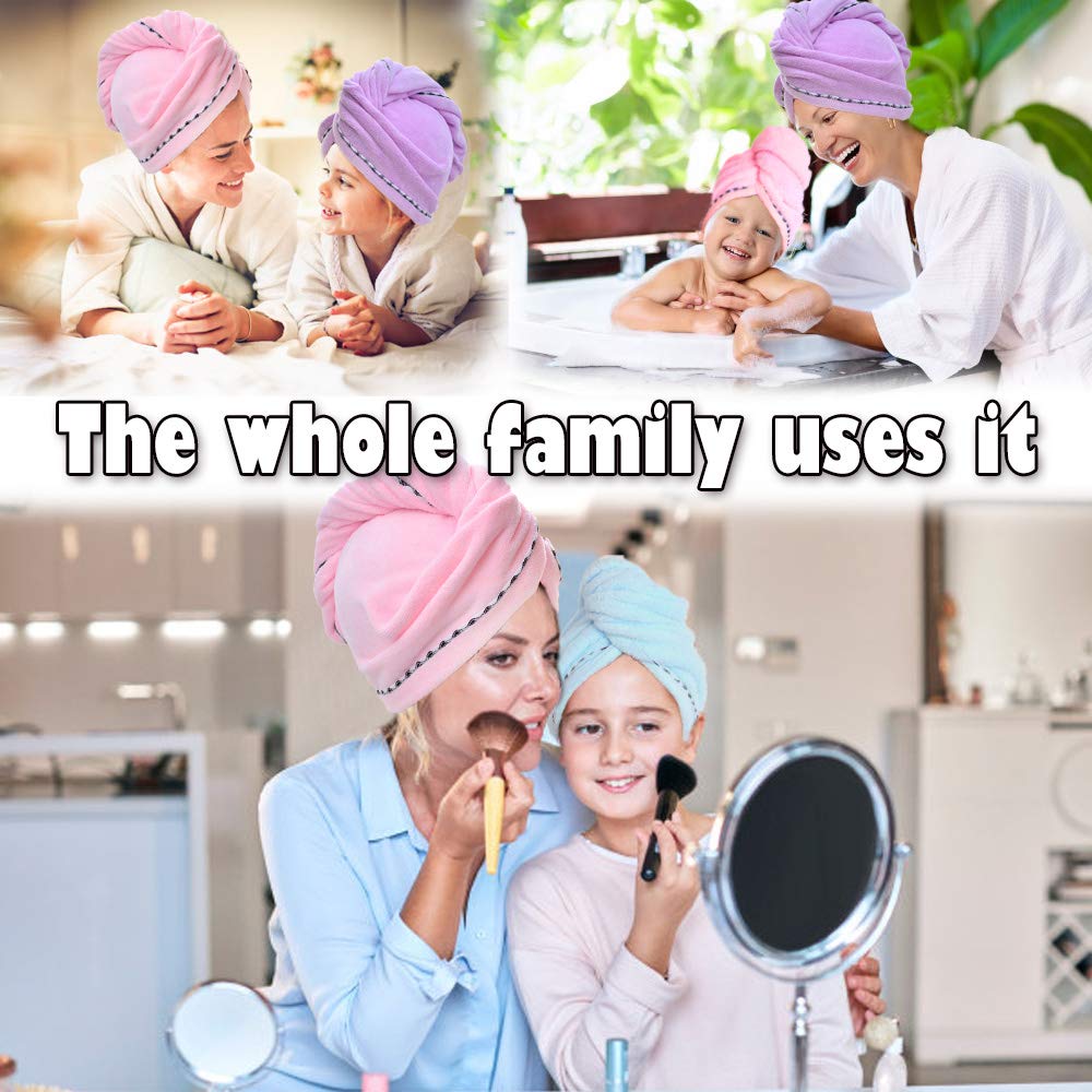 Vinker 3 Pack Hair Towel Wrap, Microfiber Quick Drying Hair Towels, Bath Dryer Caps, Bath Hair Drying Towel, Quick Dryer Hat for Women Girls