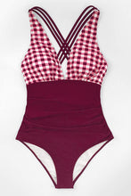 
                        
                          Load image into Gallery viewer, CUPSHE Women's One Piece Swimsuit V Neck Tummy Control Cross Back Vintage Swimwear Bathing Suits
                        
                      