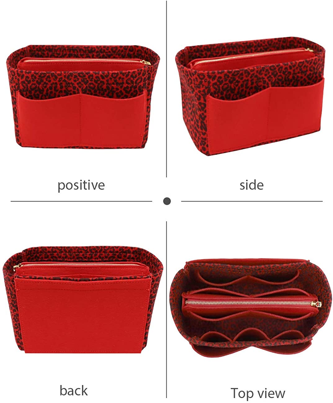 Felt Purse Bag Organizer Insert with zipper Bag Tote Shaper Fit Speedy Neverfull MM GM