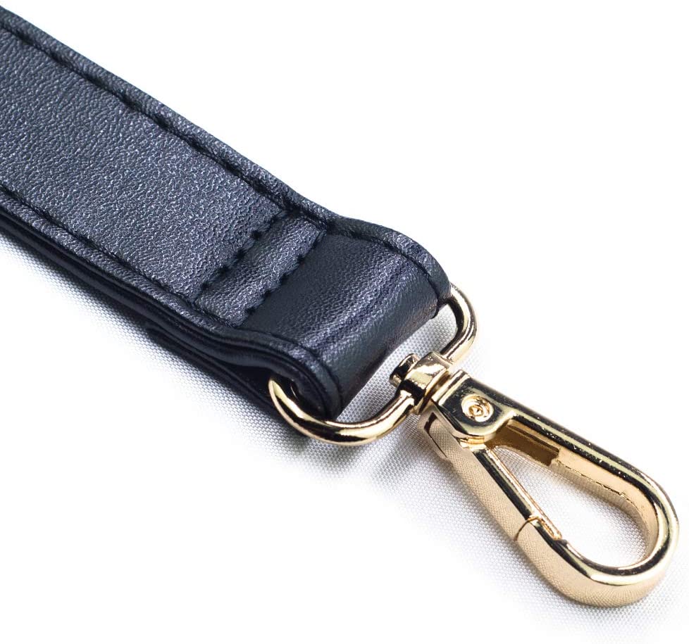 SUPXINJIA Leather Purse Strap Replacement - Adjustable for Handbags Crossbody or Shoulder Bags 34-59 Inch Long, 0.7 Inch Wide, Black with Gold Clasp
