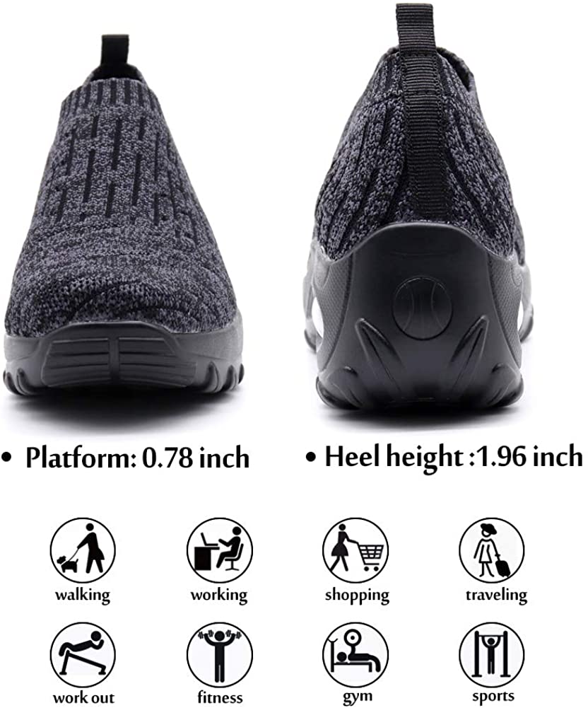 STQ Slip On Breathe Mesh Walking Shoes Women Fashion Sneakers Comfort Wedge Platform Loafers