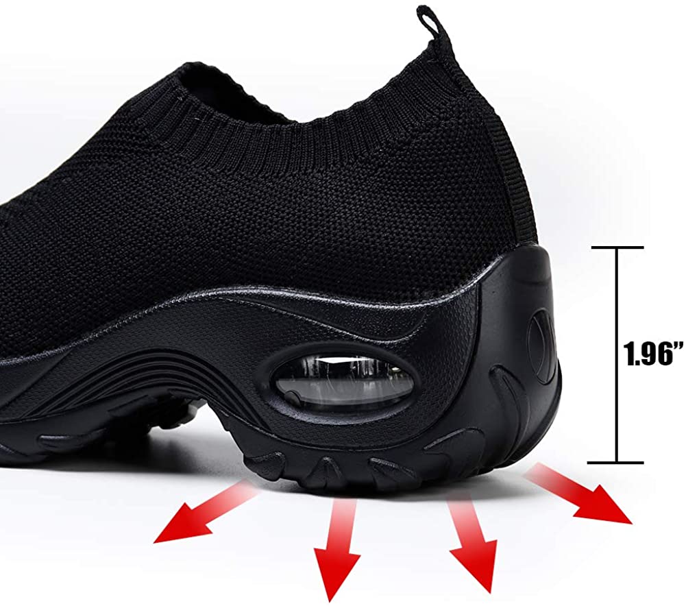 STQ Slip On Breathe Mesh Walking Shoes Women Fashion Sneakers Comfort Wedge Platform Loafers
