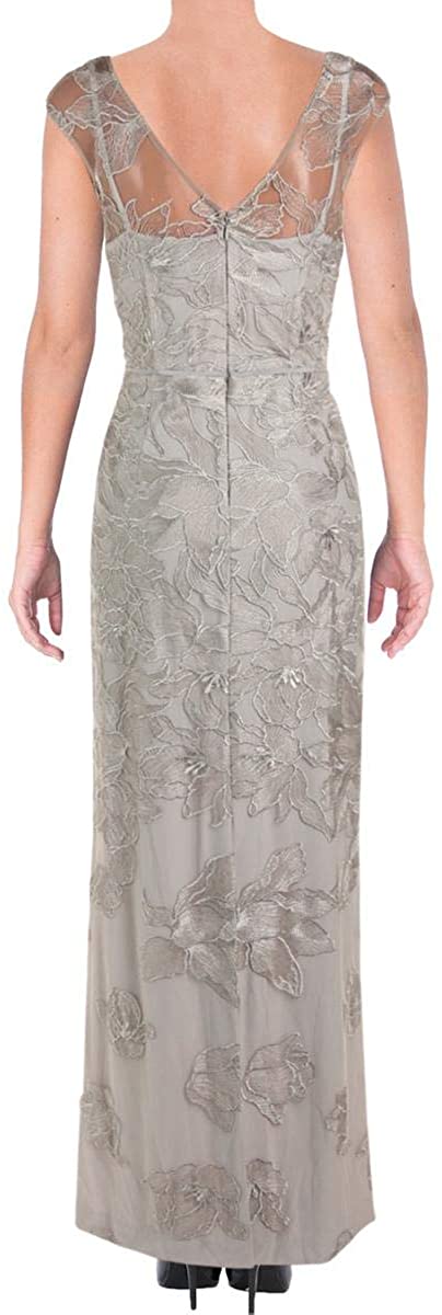 LAUREN RALPH LAUREN Womens Kirlene Illusion Floral Evening Dress