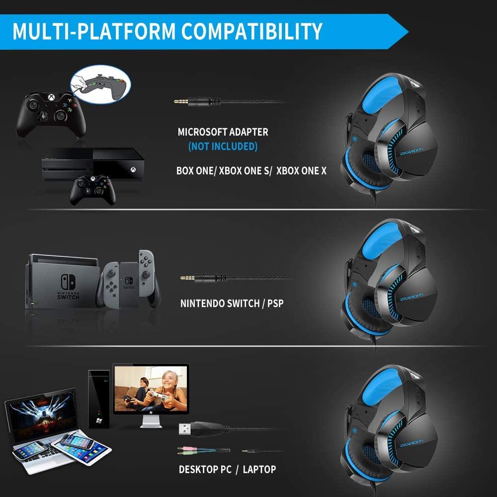 PS4 Gaming Headset with 7.1 Surround Sound, Xbox One Headset with Noise Canceling Mic & LED Light - JOY2ESpree