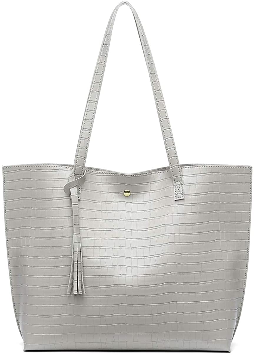 Women's Soft Faux Leather Tote Shoulder Bag from Dreubea, Big Capacity Tassel Handbag