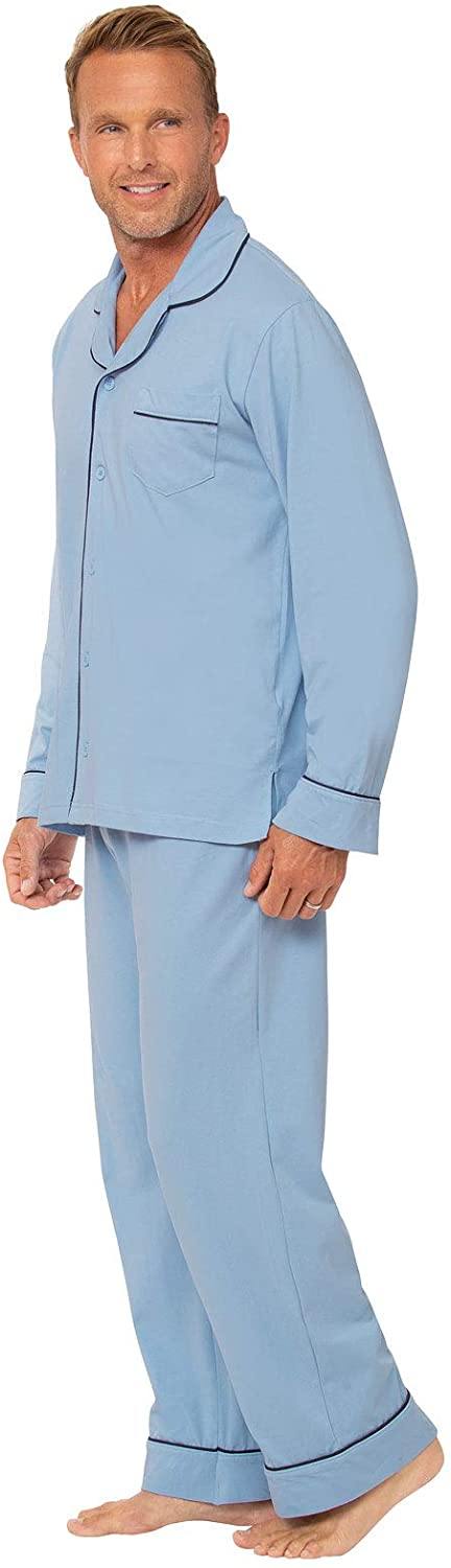 PajamaGram Classic Mens Pajamas Cotton - Men Pajamas Set