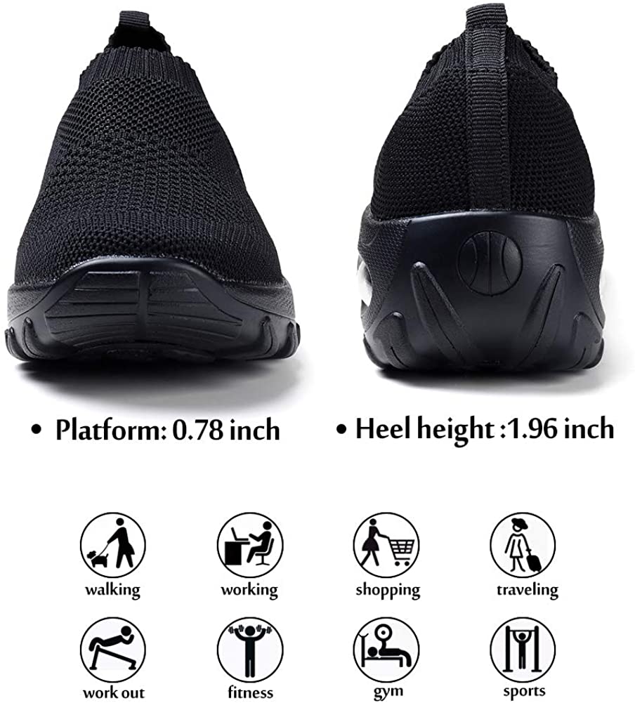 STQ Slip On Breathe Mesh Walking Shoes Women Fashion Sneakers Comfort Wedge Platform Loafers