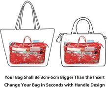 
                        
                          Load image into Gallery viewer, BTSKY New Printing Handbag Organizers Inside Purse Insert-High Capacity 13 Pockets Bag Tote Organizer with Handle Peacock Flower
                        
                      