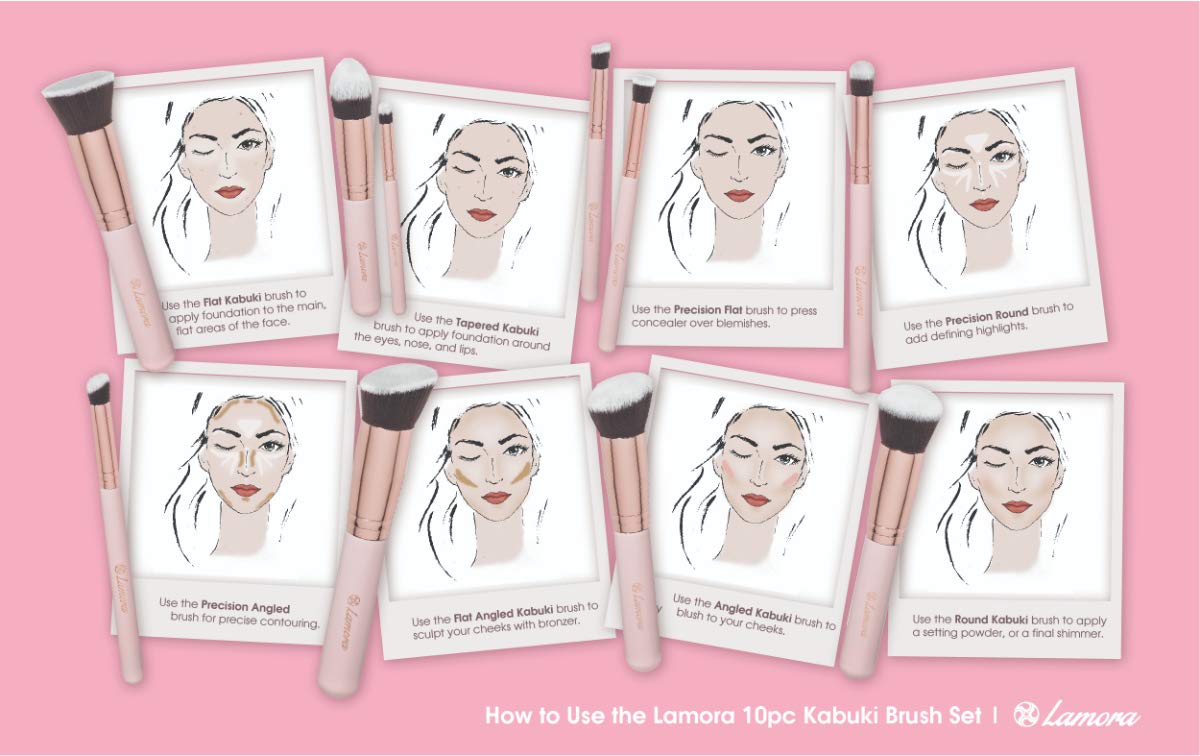Kabuki Makeup Brush Set - Foundation Powder Blush Concealer Contour Brushes