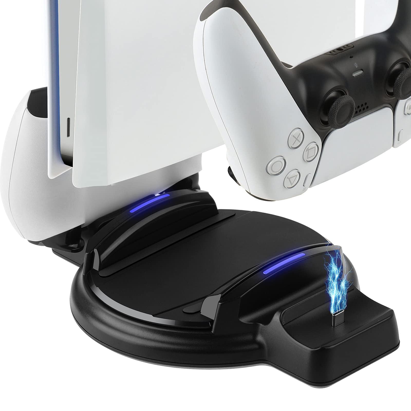 Vertical Stand for PS5 Console and PlayStation 5 Digital Edition, Charger for PS5 Dualsense Wireless Controller，PS5 Base - JOY2ESpree