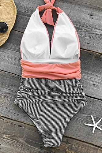CUPSHE Women's Halter One Piece Swimsuit Keeping You Accompained Swimwear