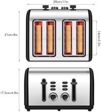 
                        
                          Cargar imagen en el visor de la galería, Toaster 4 Slice, CUSINAID 4 Wide Slots Stainless Steel Toasters with Reheat Defrost Cancel Function, 7-Shade Setting, Blue - JOY2ESpree
                        
                      