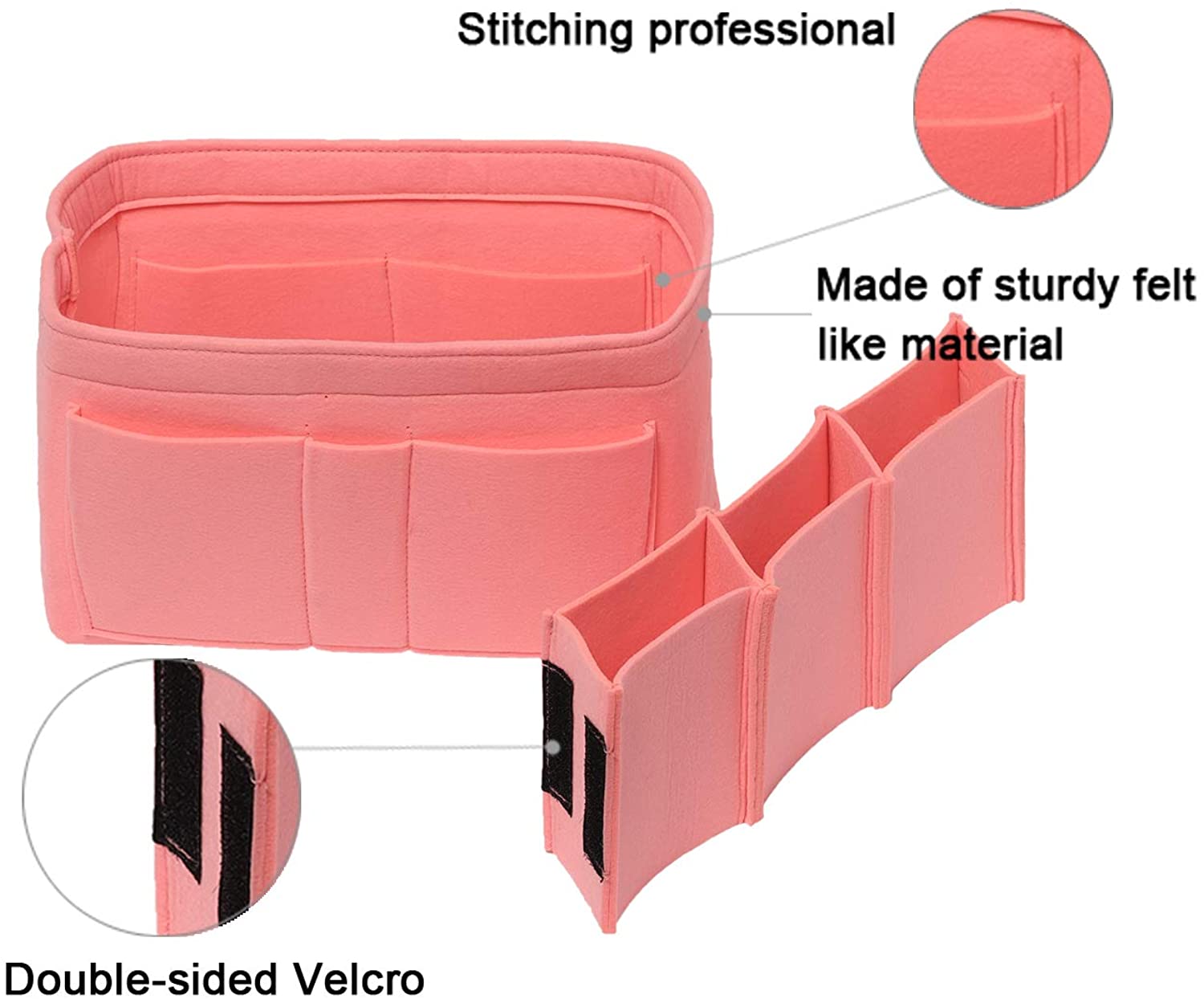 Purse Bag Organizer Insert with Lots of Different Size Spaces Divider Shaper for Speedy Shoulder Hobo Bag Keep Stuff Organized