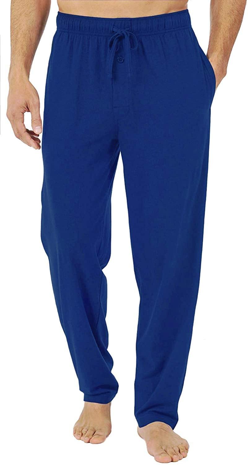 Bintangor Men's Sleep Pajama Pants 100% Cotton Knit Elastic Waistband Lounge Wear Long