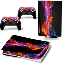 
                        
                          Load image into Gallery viewer, DOMILINA PS5 Skin Stickers, Full Body Vinyl Decal Cover for Playstation 5 Disk Edition Console &amp; Controllers - Dancing Fire - JOY2ESpree
                        
                      
