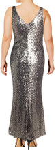 
                        
                          गैलरी व्यूवर में इमेज लोड करें, LAUREN RALPH LAUREN Lemony Women's Sequined Sleeveless V-Neck Column Gown
                        
                      