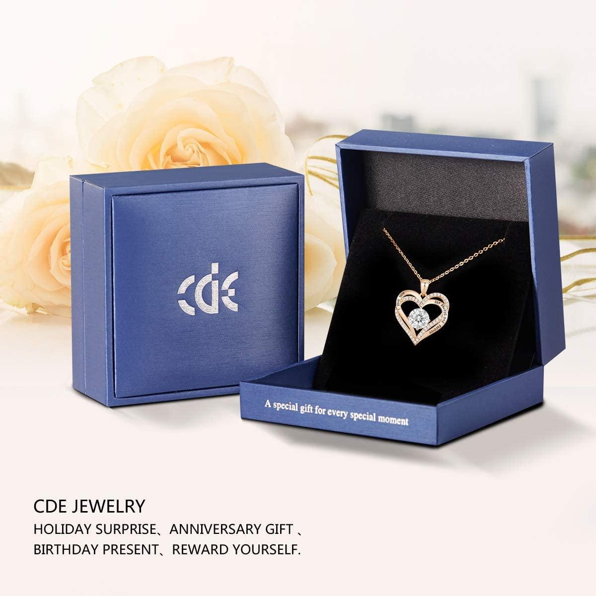 CDE Forever Love Heart Women Necklace 925 Sterling Silver Rose Gold Plated Birthstone Pendant Necklaces for Women - JOY2ESpree