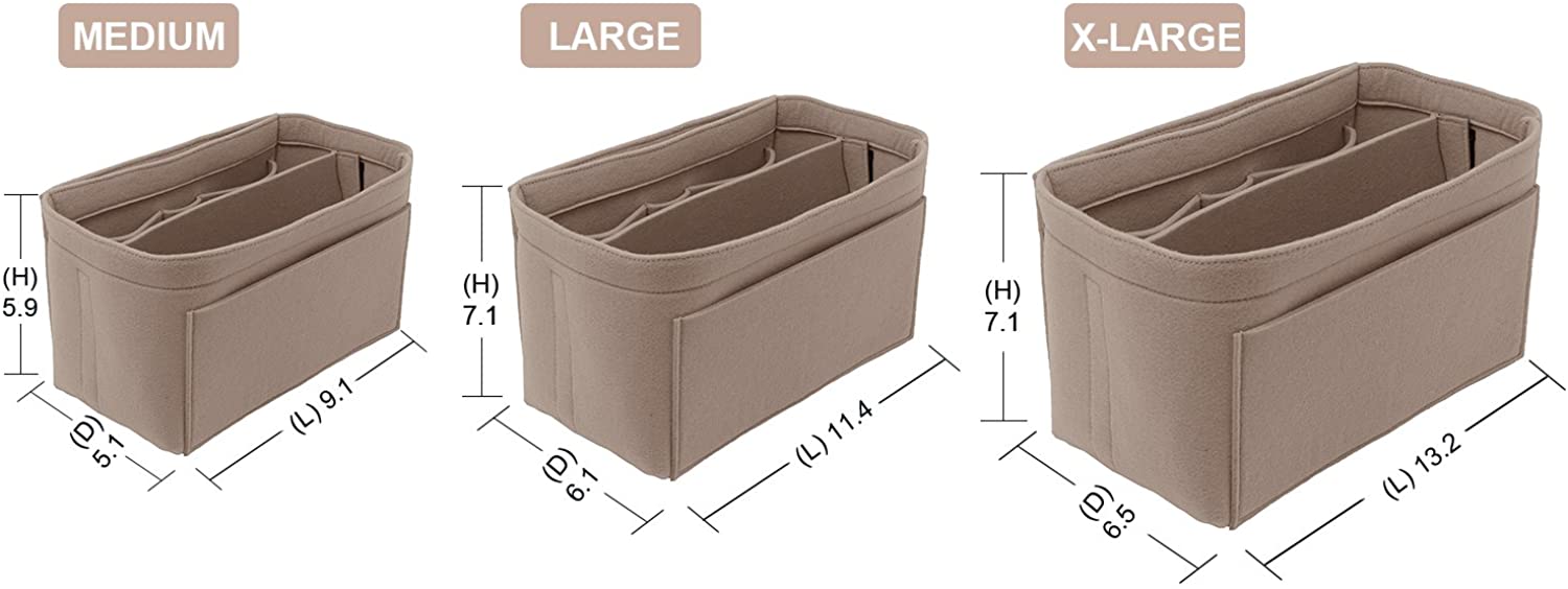 Purse Bag Organizer Insert with Lots of Different Size Spaces Divider Shaper for Speedy Shoulder Hobo Bag Keep Stuff Organized