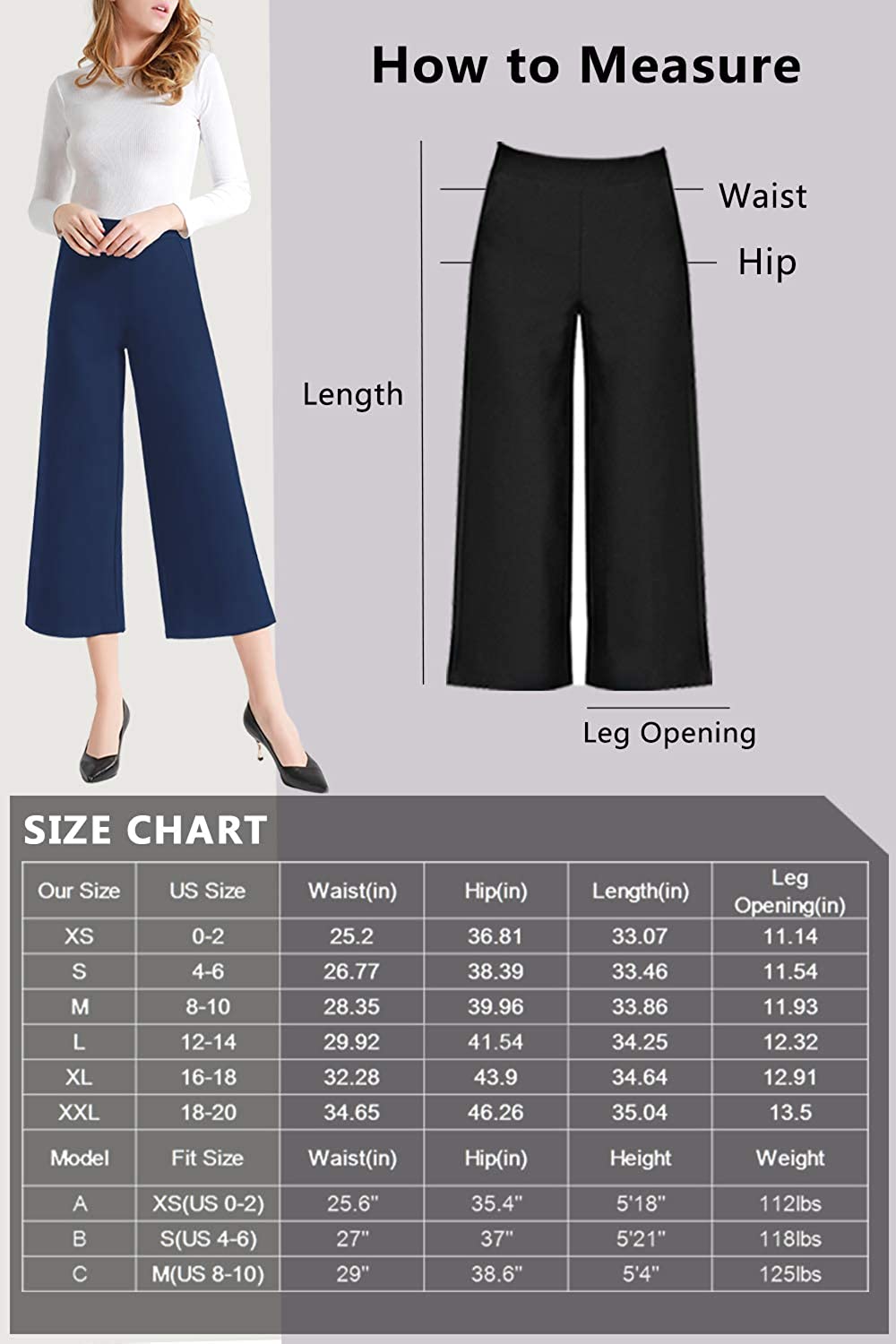 Tsful High Waisted Wide Leg Pants for Women Summer Business Casual Crop Dress Pants Stretch Pull On Capris