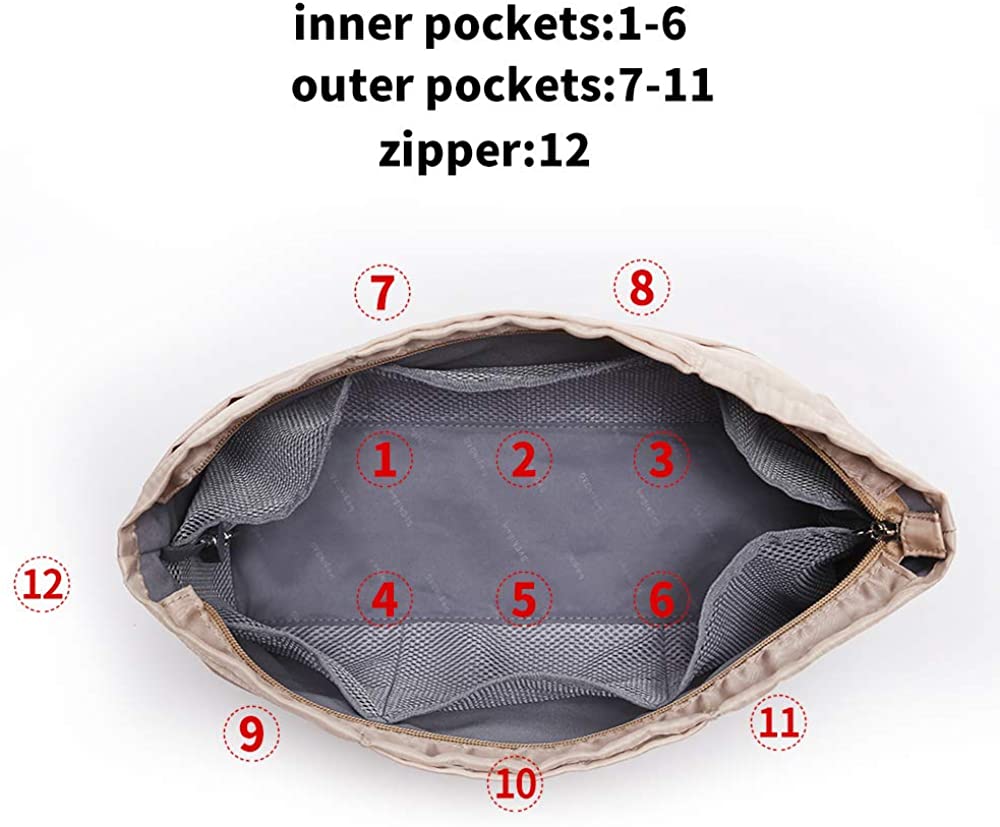iN. Purse Organizer Insert with zipper Nylon fabric for women Handbags & Totebag